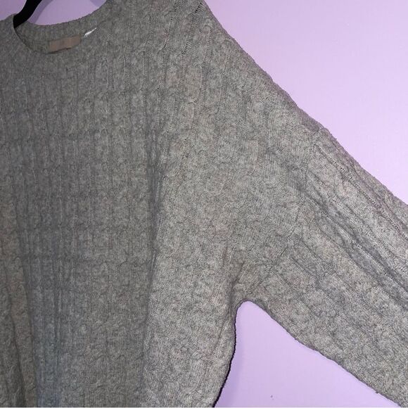 H&M L Wool Blend Cable Knit Sweater Gray - Picture 2 of 5